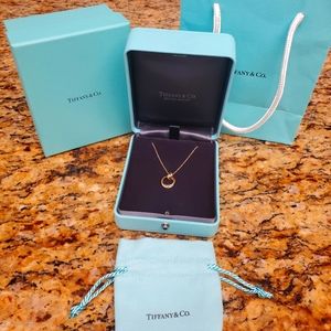 Paloma Melody 18kt Yellow Gold Necklace  with Tiffany Box, Blue Bag & Pouch .
